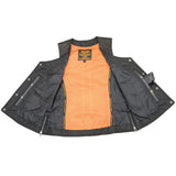 W Black Fringed Leather Vest MLL4565