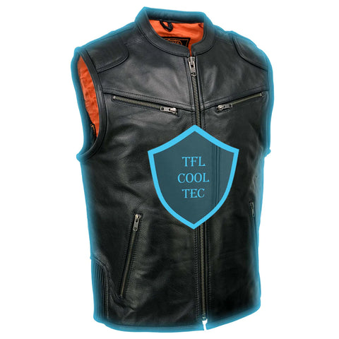 Men's Cool-Tec Leather Vest/Stand-Up Collar  MLM3502