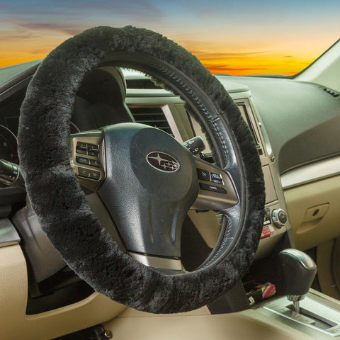 Sheepskin steering wheel cover