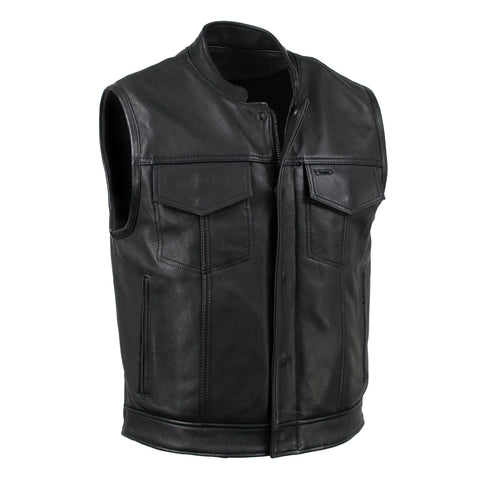 Men's Black 'Chaos' Premium Leather Vest MLVSM5004