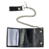 4" TRI-FOLD WALLET W/ CHAIN- SKULL W/ WINGS