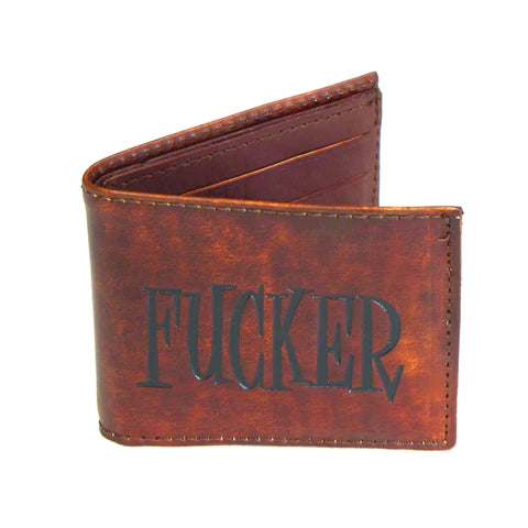 4" ANTIQUE FINISH SLIM BILLFOLD- FUCKER