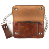 6" ANTIQUE FINISH BIKER WALLET- SKULL & CROSSBONES