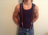 Ghosttown Leather Suspenders White Stitching