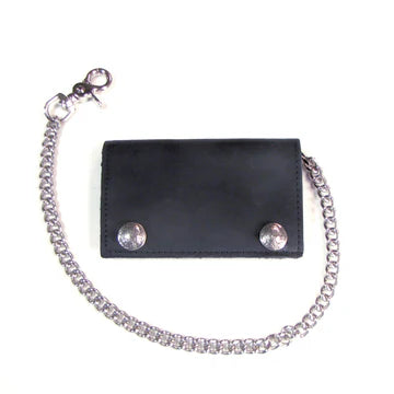 Tri-Fold Wallet w/ Chain- w/ Indian Head Nickel Snaps