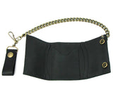 Oil Tanned Tri-Fold Wallet w/ Antique Brass Chain & Snaps