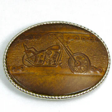 Embossed Leather Buckle- Motorcycle
