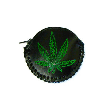 Laced Round Coin Purse- Pot Leaf