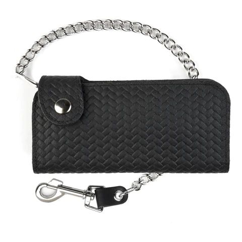 7" BASKET WEAVE SIDE SNAP WALLET W/ CHAIN