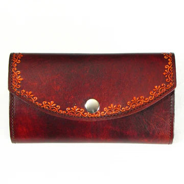 Antique Finish Ladies Organizer Wallet Border Scroll