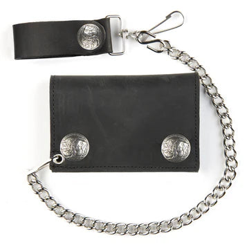 Tri-Fold Wallet w/ Chain- w/ Buffalo Nickel Snaps