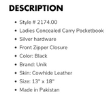 Unik Conceal Carry Purse 9724
