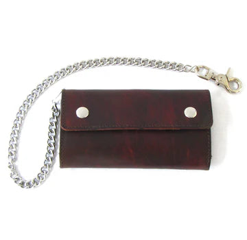 Antique Finish Credit Card Bi-Fold Wallet With Chain 7"