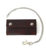 Antique Finish Credit Card Bi-Fold Wallet W/ Chain 7" W/ Buffalo Nickelsna