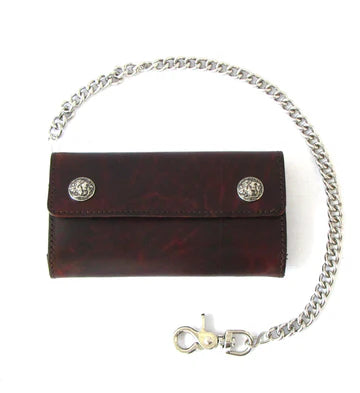 Antique Finish Credit Card Bi-Fold Wallet W/ Chain 7" W/ Buffalo Nickelsna