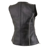 Classic V-Neck Motorcycle Rider Vest with Rhinestone Bling