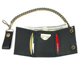 Oil Tanned Tri-Fold Wallet w/ Antique Brass Chain & Snaps