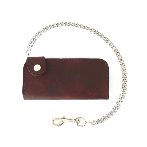 7" ANTIQUE FINISH SIDE SNAP WALLET W/ CHAIN