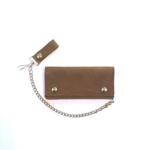 7" SLIM BIKER WALLET BROWN