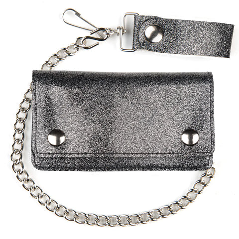 6" Glitter Biker Wallet-Charcoal