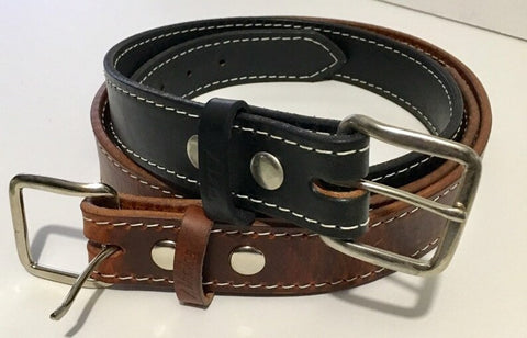 Ghosttown Leather Belt White Stitching