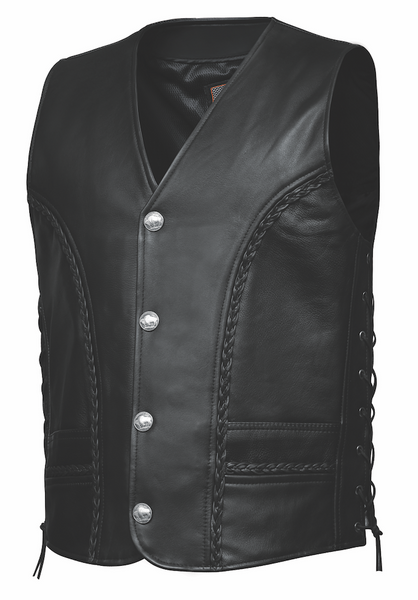 Men's Braided Leather Vest 319.BF – Alaska Leather