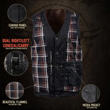 Men's Gambler Snap Front Vintage Crazy Horse Brown MC Leather Vest MLM3518