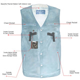 Men's Gambler Snap Front Vintage Crazy Horse Brown MC Leather Vest MLM3518