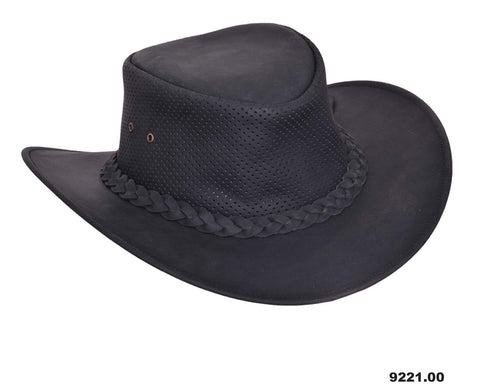 Ventilated Leather Outback Hat 9221