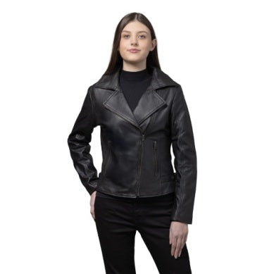 Joelene Asymmetrical Zipper Leather Jacket JML1408
